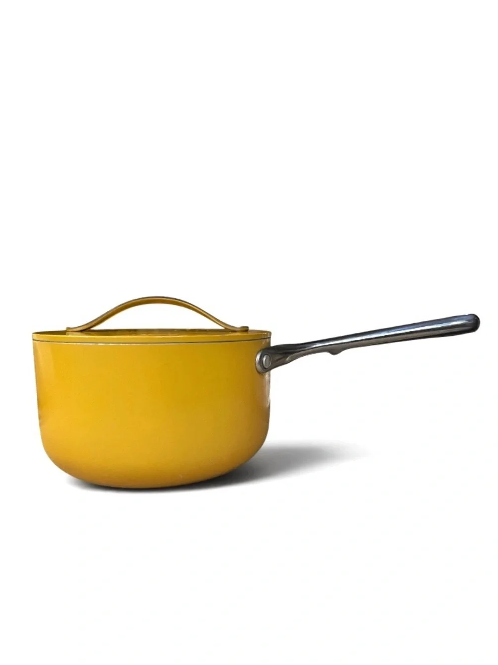 Caraway Non-Stick Ceramic 3 QT Sauce Pan in Marigold, MSRP $135